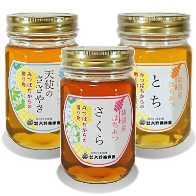 画像1: 純国産はちみつ450g×3本(天使のささやき／さくら／とち)