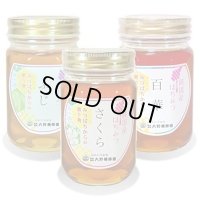純国産はちみつ450g×3本(ふじ／さくら／百華)