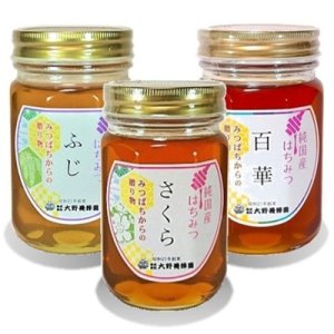 画像1: 純国産はちみつ450g×3本(ふじ／さくら／百華) (1)